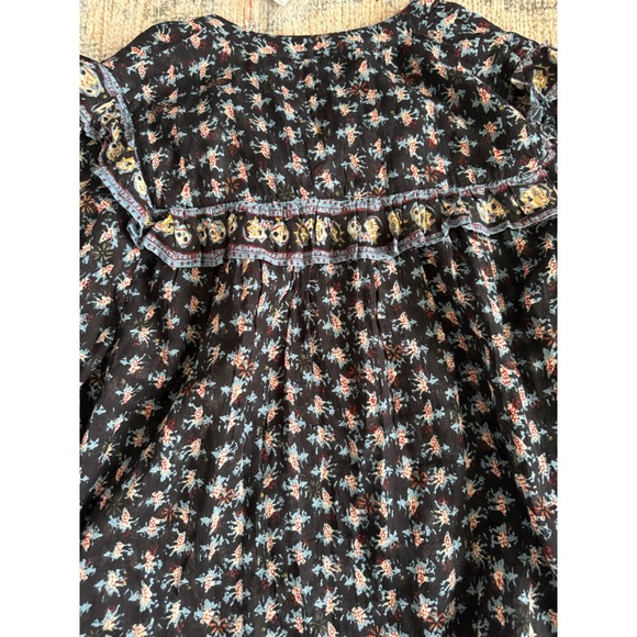 Free People Jenna Printed Cotton Boho Ruffle Blouse in Night Combo Small NWT - Picture 6 of 6